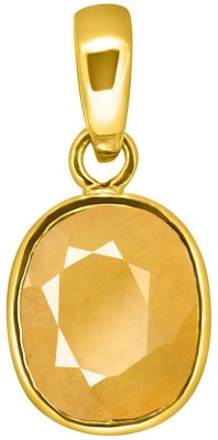 TEJVIJ AND SONS 7.25 ratti original yellow sapphire panchdhatu pendent with gold plated for men & women… Gold-plated Sapphire Metal Pendant