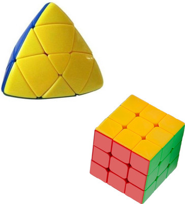 

MEGAEMART TRIANGLE Pyramid cube and Stickerless cube(2 Pieces)