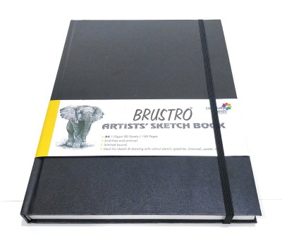 BRuSTRO Artists' Sketch Book Stitched Bound A4 - 110 GSM , 160 pages Acid free Sketch Pad(80 Sheets)