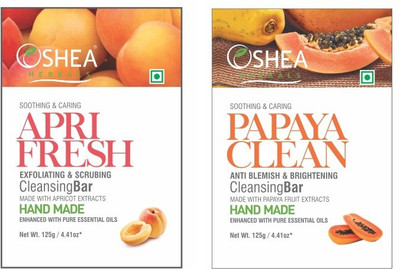 

Oshea Herbals Aprifresh & Papayaclean Cleansing Bar - 125 gm +125 gm(250 g, Pack of 2)