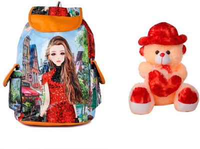 

ATTRACTIVE Teddy Bear Bag For Girls With 1 Feet Small Teddy Bear Cream - 30 cm(Multicolor)
