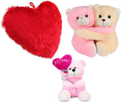 

ToyKing Cute I Love You Balloon Teddy Bear And Couple Teddy Bear With Red Heart - 40 cm(Multicolor)