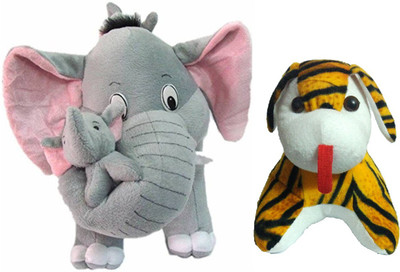 

ToyKing Elephant With Tiger Style Dog - 40 cm(Multicolor)