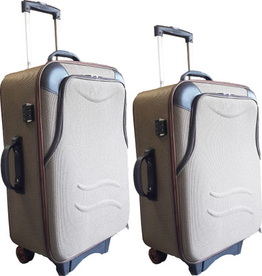 

Aqeeq Regular Brwn Faux LeatherEdges Vintage ComboTrolleySet Of 20" & " Checkin Luggage Bag(Brown,MehendiGreen,Purple,Red,Turquoise) Check-in Luggage -  inch(Brown