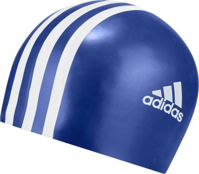 

ADIDAS SWIMMING 3 STRIPES SILICONE SWIM CAP Swimming Cap(Blue, Pack of 1), Bold blue/white