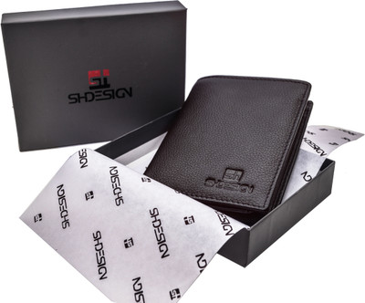 

SHDESIGNS Men Brown Genuine Leather Wallet(3 Card Slots), Black