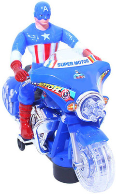 

HALO NATION Captain America Bike Motorcycle Toys Battery Operated Toy for Kids(Blue)