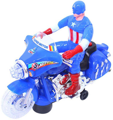 

IndusBay Captain America Bike Motorcycle toy with Action Figure Light and sound Effect(Blue)