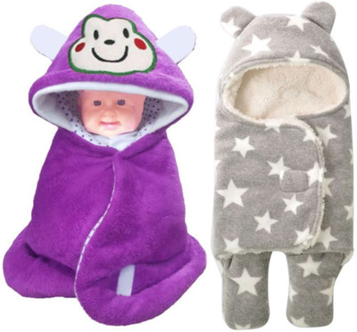

Brandonn Printed  Hooded Baby Blanket(Polyester, WINE, Grey, Grey;wine
