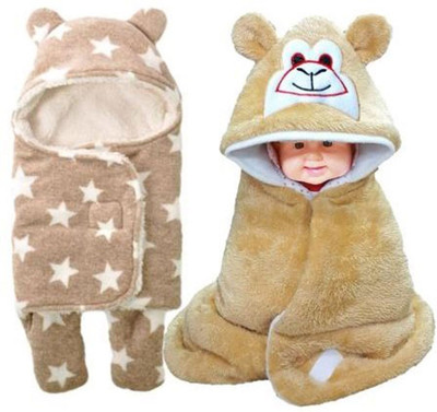 

Brandonn Printed  Hooded Baby Blanket(Polyester, Beige