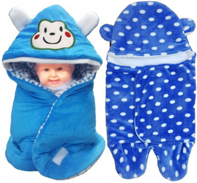 

Brandonn Printed  Hooded Baby Blanket(Polyester, SKY BLUE, ROYAL BLUE, Royal blue;sky blue