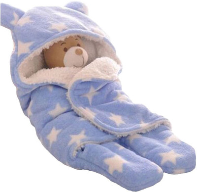 

BRANDONN Polka  Hooded Baby Blanket(Polyester, Blue