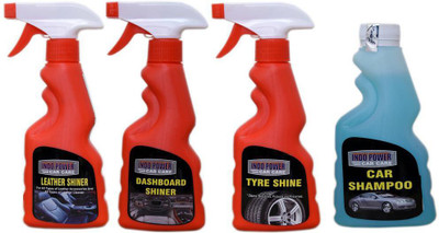 INDOPOWER DASHBOARD SHINER SPRAY 250ML.+CAR WASH SHAMPOO 250ml.+ TYRE SHINER SPRAY 250ml.+ LEATHER SHINER SPRAY 250ml. COMBO PACK Top saleing45 Vehicle Interior Cleaner(1000 ml)