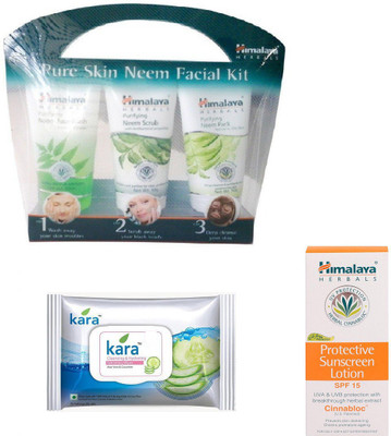 

Himalaya Pure Skin Neem Facial Kit, Kara Skin Care Wipes, Protective Sunscreen Lotion(Set of 3)