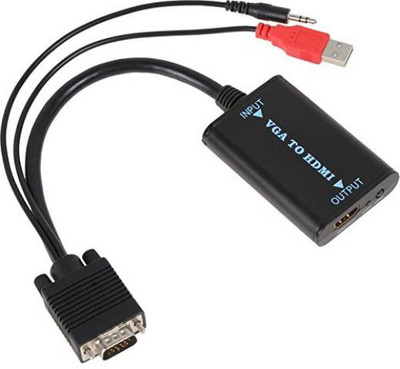 

Microware Video Graphic Array Plus Audio to HDMI Converter VGA Cable (Black, Red) HDMI Adapter(Compatible with COMPUTER, Black, Red)