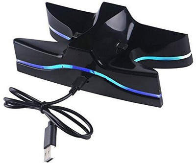 

Microware UFO Blue LED Dual Charging Charger Dock for Playstation PS4 Gamepad Controller CHARGING STAND(Black)