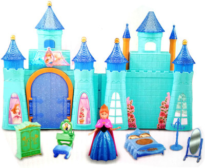

HALO NATION Fashion Frozen Complete Doll House play Set with Miniature Princess Figurine (Cool Princess Castle)(Blue)