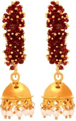 JFL Jewellery for Less JFL - Traditional Ethnic One Gram Gold Plated Delica Bead & Pearl Designer Jhumki Bali Earring for Girls & Women. Copper Jhumki Earring