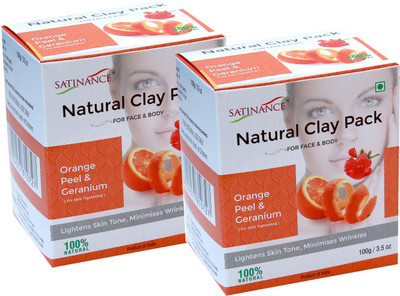 

Satinance Natural Clay Pack Orange Peel & Geranium 100g - Pack of 2 ( For Face & Skin, 100% Natural, For Skin Tightening)(200 g)