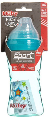 Nuby THIRSTY KIDS FLIP-IT SPORT CUP 360ml-BLUE - PLASTIC(Blue)