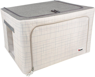 HomeStorie Foldable Storage Boxes for Clothes, Sarees, Blankets, 60-Ltr, Large(Grey)