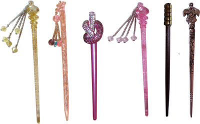 

Deer Combo of Multi Color Juda Sticks Bun Stick(Multicolor)