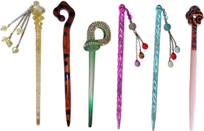 

LOOK Combo of Multi Color Juda Sticks Bun Stick(Multicolor)