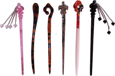 

LOOK Combo of Multi Color Juda Sticks Bun Stick(Multicolor)