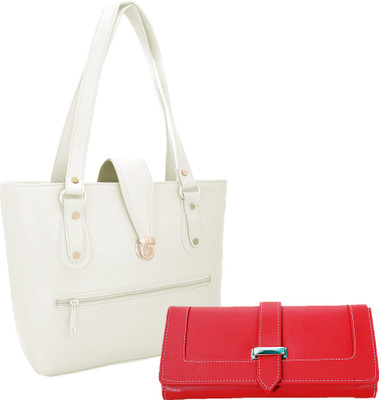 

Lady bar Shoulder Bag(White, Red), Red;white