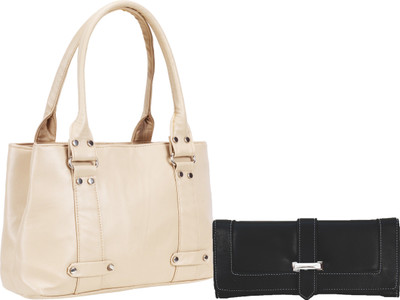 Lady bar Messenger Bag(Beige, Black)