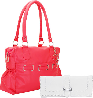 

Lady bar Shoulder Bag(Pink, White)