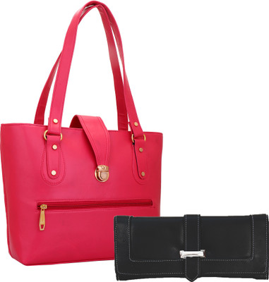 

Lady bar Shoulder Bag(Pink, Black), Black;pink