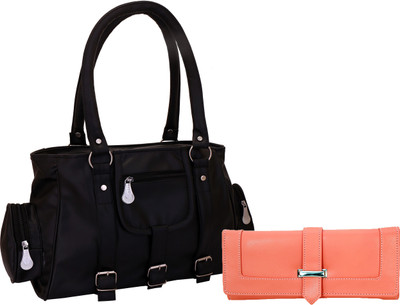 

Lady bar Messenger Bag(Black, Pink)