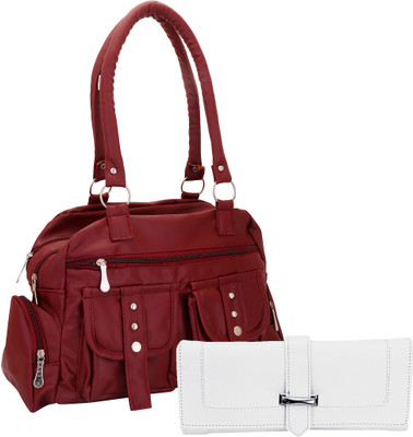 

Lady bar Messenger Bag(Maroon, White)