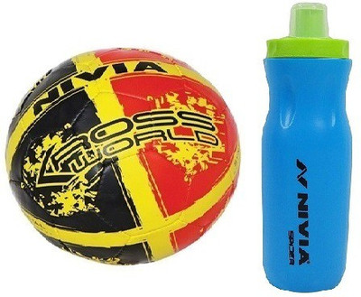 

Nivia Combo of two - one 'kross world' football (Size-5) and one 'Spider' Sipper (Color on availability)- Football Kit