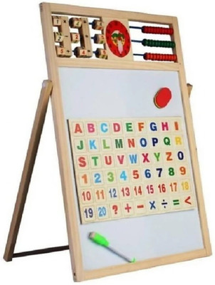 

Dhawani High Quality Wooden Multi-use 2 in 1 Magnetic Drawing & Writing Board with Abacus & Clock Feature(Multicolor)