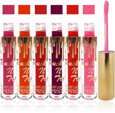 

Femina09 cosmetics makeup Touch n try velvet matte liquid lipstick enriched with vitamin E fashion color combo set of 6(baby pink, orange, red, pink, l orange, falsa, 30 ml)