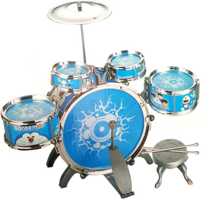 

IndusBay Big Size High Quality Musical Jazz Drum Set Instrument Drum Play Set With 5 Drums, Cymbal & Chair for kids - Rocking Blue(Blue)