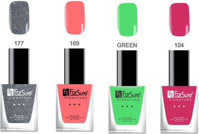 

Forsure Matte Nail Polish silver, orange, Green, Pink(Pack of 4)