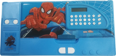 Shreejee Jumbo Calculaor Spiderman Art Plastic Pencil Box(Set of 1, Blue)