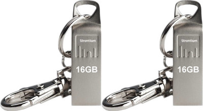Strontium Ammo Combo of Two 16GB USB Flash Drive 16 GB Pen Drive(Silver)