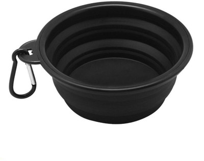 

Shrih Black Collapsible Food Water Feeding Bowl Round Silicone Pet Bowl(0.500 ml Black)