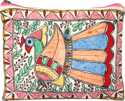 

iMithila Mithila Folk Art Casual, Ethnic and Jeanswear Madhubani Handpainted Cotton Pouch with Beautiful Dancing Peacock Pouch(Multicolor)