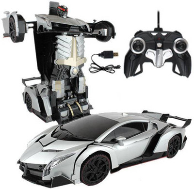 

HALO NATION Remote Controlled Transformers Lamborghini Car - One Touch Deform Autobot - Sports Race Car Silver(Silver)