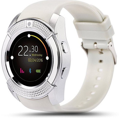 

Electrucious V8 Smart Watch Phone 0.3M Camera Bluetooth Music Player And SIM Card Slot Compatible With Android and IOS Device Smartwatch(White Strap Free Size)