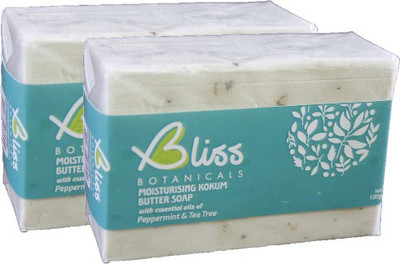 

Bliss Botanicals Kokum Butter Soap - Handmade with essential oils of Peppermint, Tea Tree & dried Basil - 100% safe and natural | Pack of 2 x 100gms(100 g, Pack of 2)