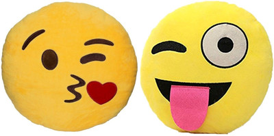 

Babique Smiley Emoji Pillow Cushion Soft Toys Stuffed Plush Combo Naughty & Flying Kiss For Sofa Bed Home Office Car Decoration Birthday Gift - 35 cm(Yellow)