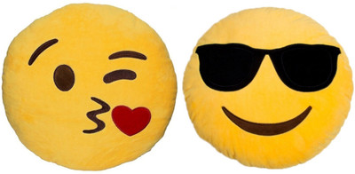 

Babique Smiley Emoji Pillow Cushion Soft Toys Stuffed Plush Combo Cool Dude & Flying Kiss For Sofa Bed Home Office Car Decoration Birthday Gift - 35 cm(Yellow)