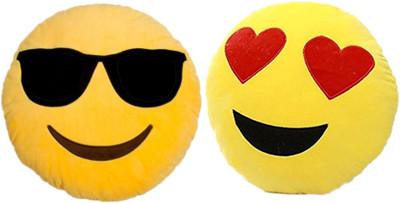 

Babique Smiley Emoji Pillow Cushion Soft Toys Stuffed Plush Combo Heart Eye & Cool Dude For Sofa Bed Home Office Car Decoration Birthday Gift - 35 cm(Yellow)