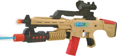 

IndusBay High Grade 23 Inches Machine Gun with Lights, Vibration & Infrared Target Army Style Toy Gun for kids Gold(Gold)